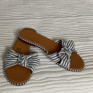 J. Crew Factory Striped Bow Sandals in Navy and White